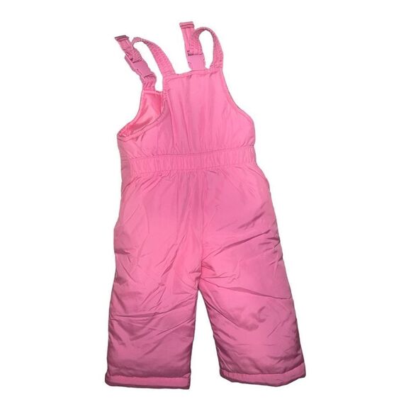 London Fog Baby Girl Pink Snow Bibs Embroidered Flowers 12 Month EUC - Picture 2 of 6